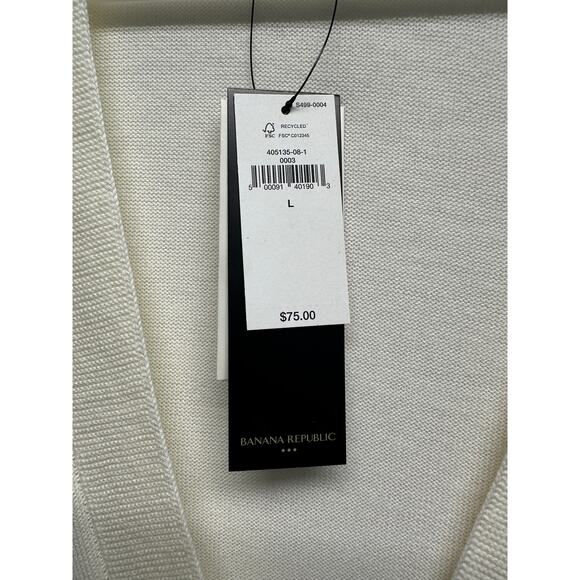 NWT Banana Republic Forever Sweater Cardigan Cream White Women’s Large - Picture 7 of 11